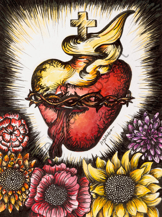 Sacred Heart of Jesus Drawing (Prints)